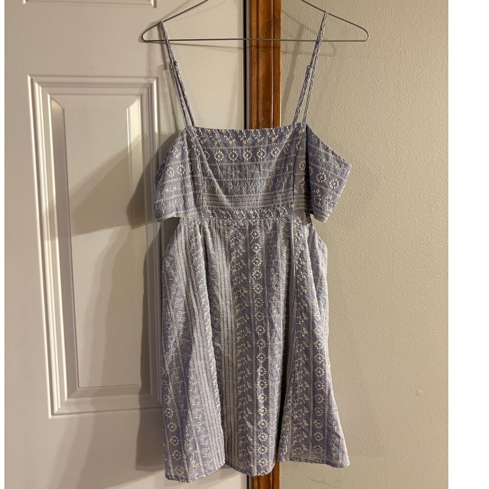 Altar'd State light blue dress with white embroidered floral size medium